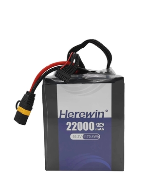 Soft Pack UAV Drone Bateria 53.2V Herewin 14S 22000MAH AI Avião Drone LFP LIPO Agricultura Bateria