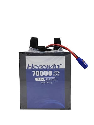 Herewin Bateria Semi Solid para Uav 18S 66.6V 70000mAh Bateria de alta densidade de energia