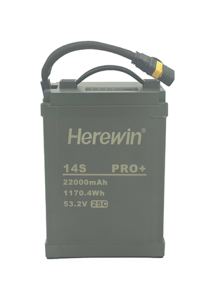 Herewin 14S1P Pro+ 22000mAh 25C Discharge Sprayer UAV Bateria 53.2V com casca de liga de alumínio