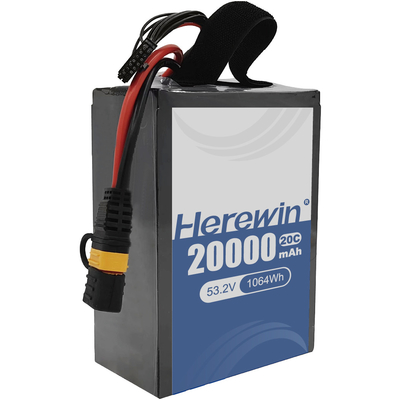 UAV carregamento rápido e durabilidade de longa duração com Herewin Semi-Solid State Battery 14S 53.2V 20000mAh