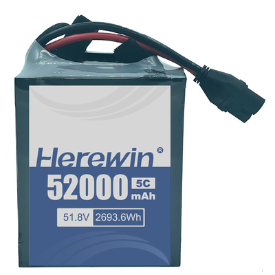 Bateria de estado semi-sólido de 52000 mAh de longa duração com tensão de 51,8 V e porta de comunicação CAN