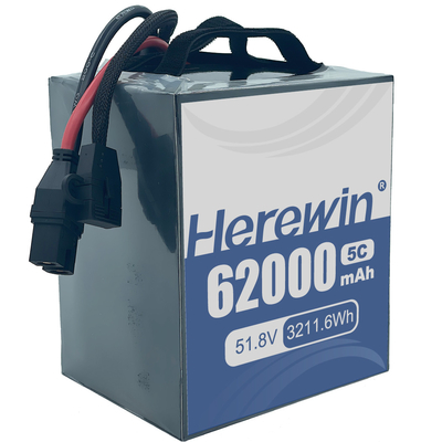 UAV Bateria de estado semi-sólido Herewin 62000mAh 14S2P 51.8V Solução de armazenamento de energia para aplicações exigentes