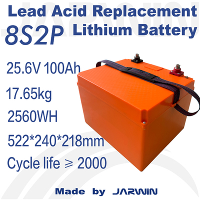 Bateria LiFePO4 compacta e leve de 25,6V 100Ah para fácil instalação em várias aplicações